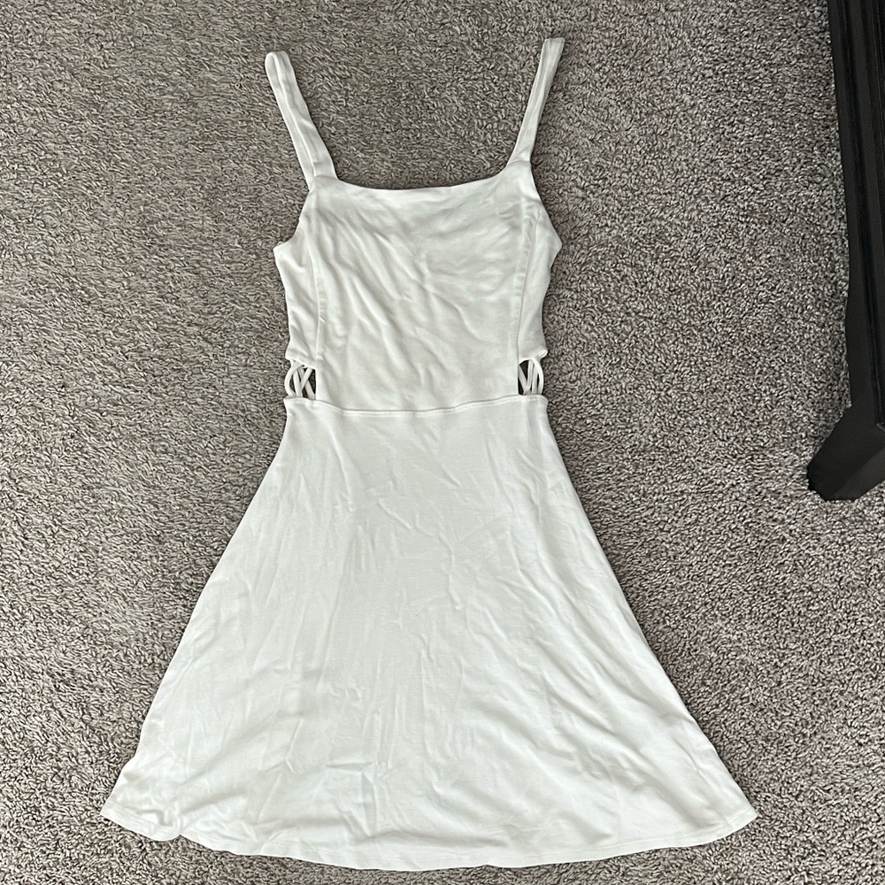 Garage White Mini Dress with Crisscross Side Cutouts| Size XS